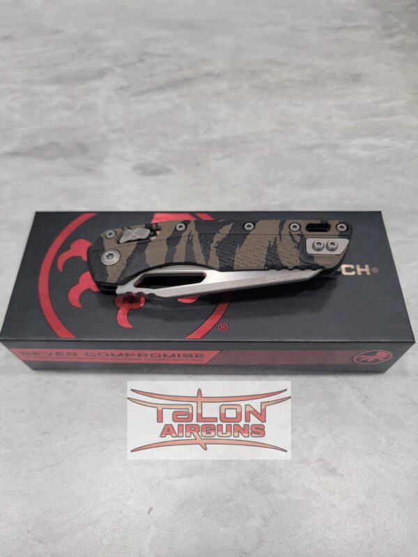 Microtech Knife MSI RAM-LOK 210T-11 APPMTRC M390MK AP P/S Sheepsfoot Blade Tiger Stripe Polymer Handles - Image 3