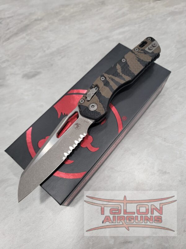 Microtech Knife MSI RAM-LOK 210T-11 APPMTRC M390MK AP P/S Sheepsfoot Blade Tiger Stripe Polymer Handles