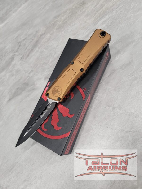 Microtech Knife Combat Troodon Gen III OTF Knife Tan Aluminum (4" Black) 1142-1TA