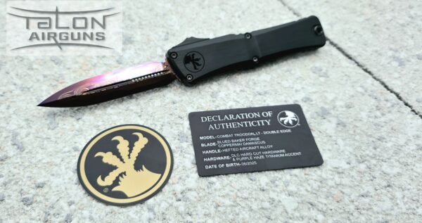 Microtech Knives Marfione Select Combat Troodon LT Gen III w/ Hefted Black Handle & Blued Baker Forge Coppermai D/E 1142-16MS3