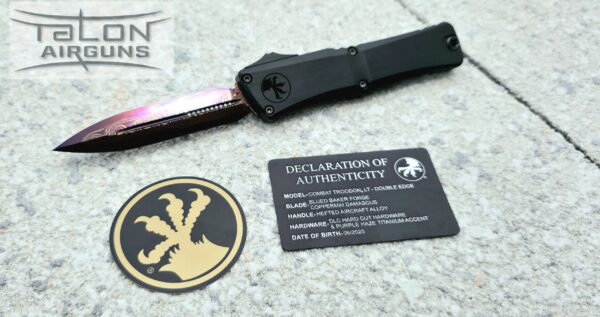 Microtech Knives Marfione Select Combat Troodon LT Gen III w/ Hefted Black Handle & Blued Baker Forge Coppermai D/E 1142-16MS3