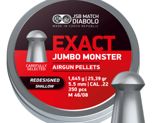 JSB Redesigned Exact Jumbo Monster Shallow Skirt .22 Cal, 25.39 Grains, Domed, 350ct