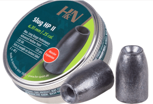 H&N Slug HP II, .249 Cal-.25 Cal, Hollowpoint, 120ct
