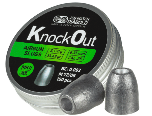 JSB KnockOut Slugs MKII .25 Cal, 33.49gr, Hollowpoint, 150ct