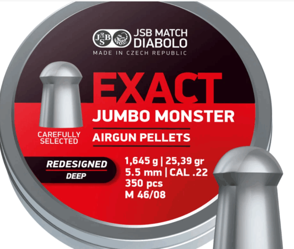 JSB Redesigned Exact Jumbo Monster Deep Skirt .22 Cal, 25.39Grains, Domed, 200ct - 350ct - Image 3