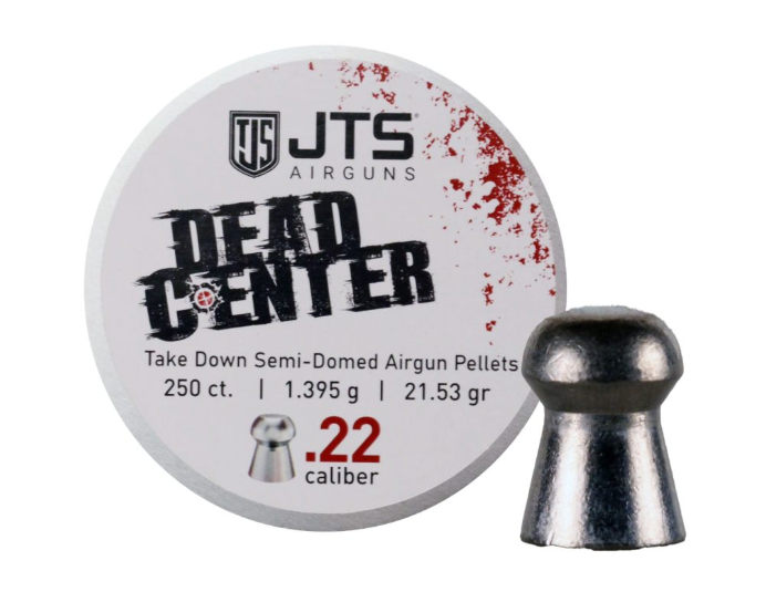 JTS Dead Center Precision Pellets, Semi-Domed .22 cal 21.53gr, 250 ct